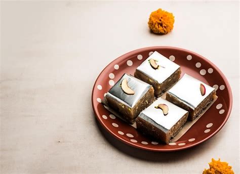 Premium Ai Image Indian Sweet Food Badam Barfi Or Katli Also Know As