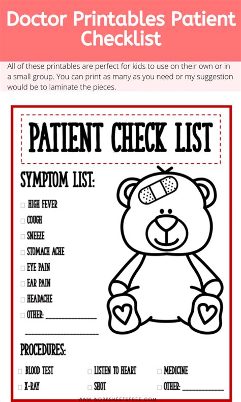 Kids Play Doctor Forms Printable