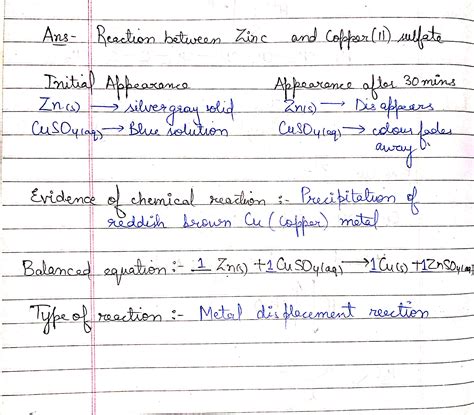 [solved] For The Reaction Between Zinc And Copper Ii Sulfate Describe