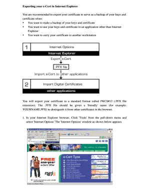 Fillable Online Exporting Your E Cert In Internet Explorer Fax Email