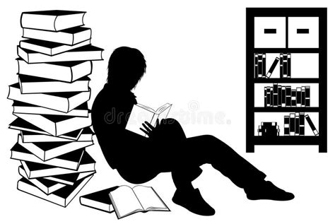 Silhouette Of A Girl Reading A Book Stock Vector - Image: 20124388