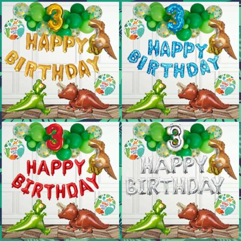 Jual Paket Balon Happy Birthday Dino Dinosaurus Trex Dekorasi Ulang