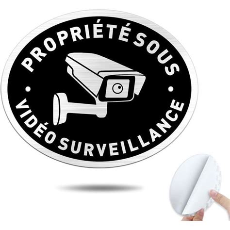 Adhésif Panneau Propriété Privée Sous Surveillance Vidéo Ovale 15X12Cm