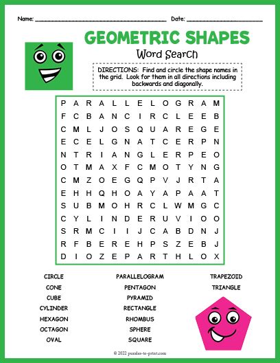 Free Printable Word Search Puzzles Geometry Printable Templates