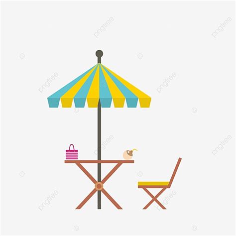 Cartoon Beach Chair Clipart Vector Cartoon Hand Painted Beach Sun