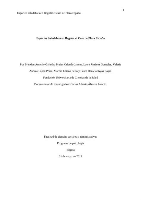 PDF Espacios Saludables en Bogotá el Caso de Plaza España DOKUMEN TIPS