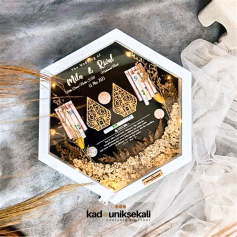 Promo Dried Flowers Hexagonal Simbolis Mahar Uang Pernikahan Cm