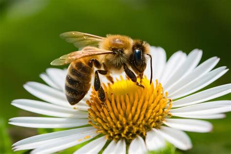 Premium Photo Honey Bee Covered With Pollen Collecting Nectar From