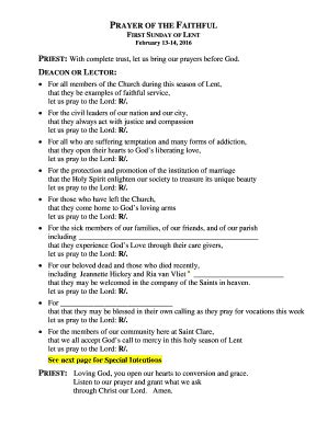 Prayers Of The Faithful Examples - Fill Online, Printable, Fillable, Blank | pdfFiller