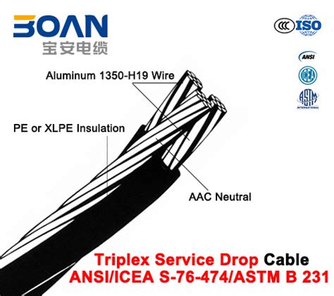 Triplex Service Drop Cable With AAC Neutral Twisted 600 V Triplex