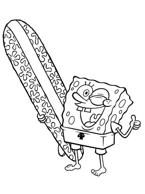 Bob Esponja Y Tabla De Surf Para Colorear Imprimir E Dibujar Dibujos