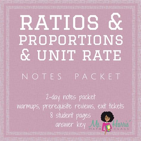 Ratios Proportions And Unit Rate Notes Pdf