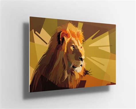 Large abstract Lion Metal Aluminium Print Wall Art Lion | Etsy