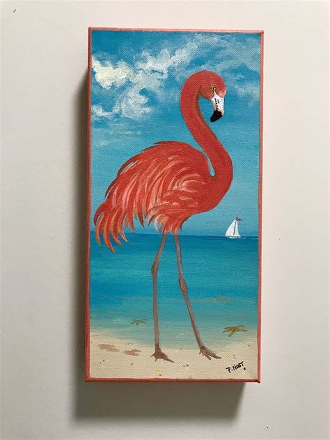 Flamingo Original Hand Painted Canvas Art Etsy Hand Painting Art