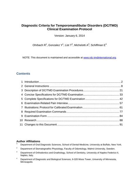 Pdf Diagnostic Criteria For Temporomandibular Introduction