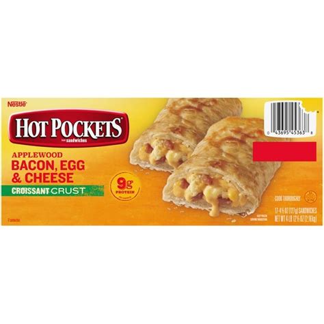 Hot Pockets Applewood Bacon Egg Cheese Croissant Crust Frozen Sandwiches Oz Instacart