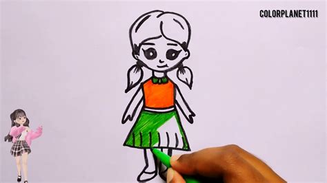 😍how To Draw Cute Girl Easy🥰 Howtodraw Stepbystep Easy Cute Art Girl Coloplanet1111 Youtube