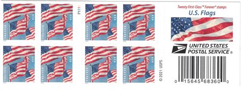 Usps United States Postal 2022 U S Flag Book Of 20 Forever Stamps