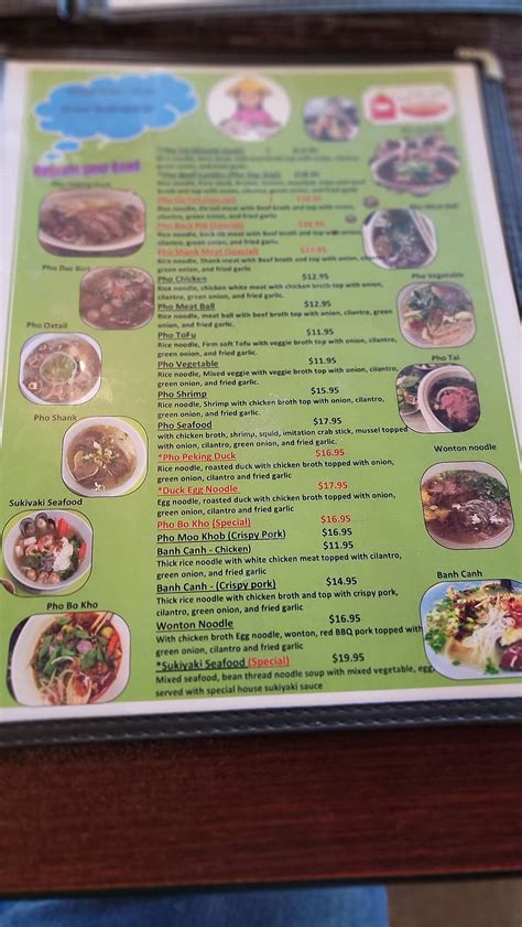 Menu At Yummy Pho Bac Restaurant Mount Juliet