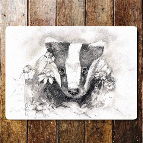 Badger Black & White Illustration Metal Sign Plaque - Etsy