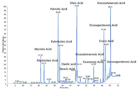 Gcms Chromatogram Of Fatty Acid Methyl Esters Fames Obtained From