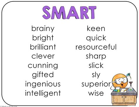synonyms  overused words poster smart color  bw minds
