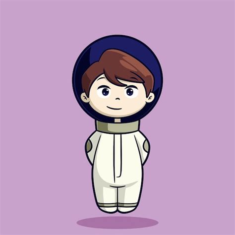 Lindo astronauta feliz caricatura niño Vector Premium