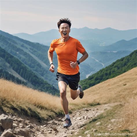 Man Running In The Mountains Stable Diffusion Online