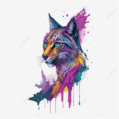 Un Efecto De Lince De Acuarela De Neón Y Salpicaduras Vector PNG