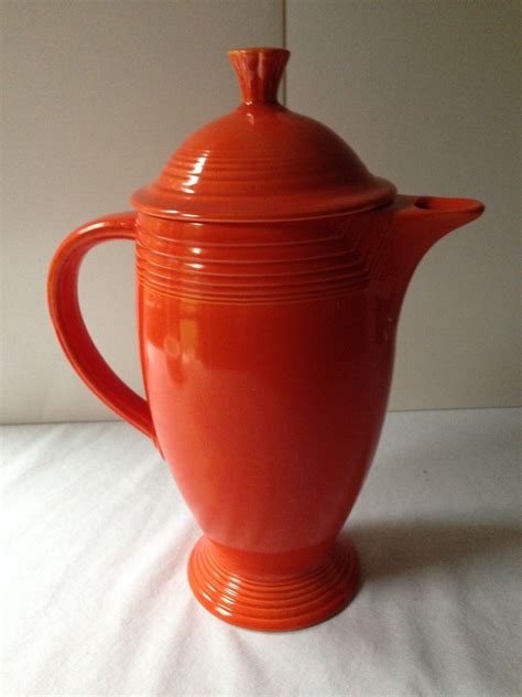 Vintage Fiesta Ware Radioactive Red Coffee Pot Server With Lid