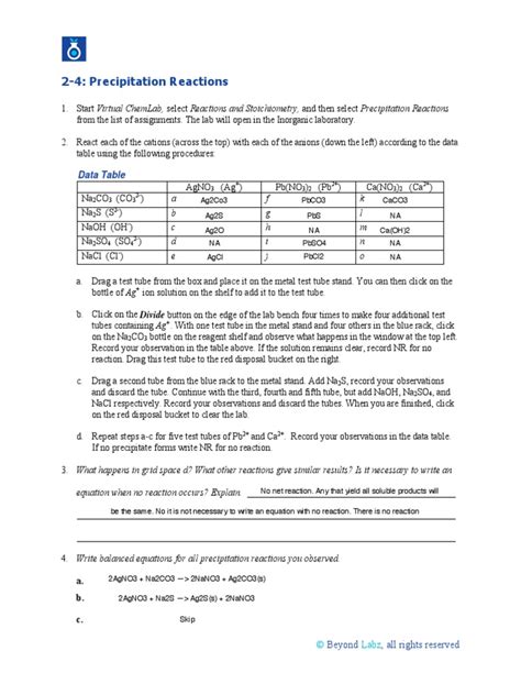 6 Precipitation Reactions PDF Precipitation Chemistry Ion