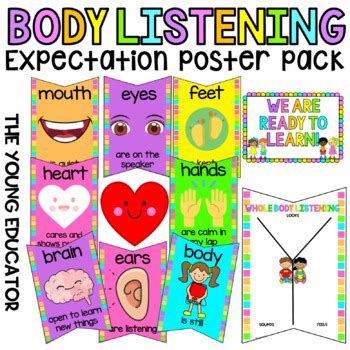 RAINBOW BODY LISTENING POSTER PACK BLACK WHITE VERSION TOO Whole