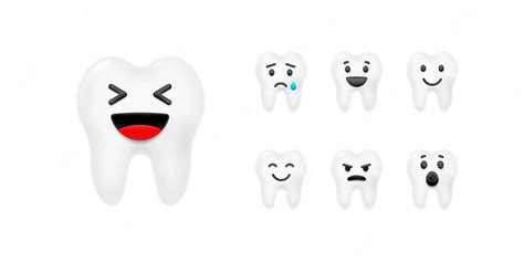 Premium Vector | Teeth set with emoji smile