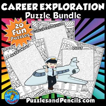 Career Exploration Word Search Puzzles And Coloring Bundle Career