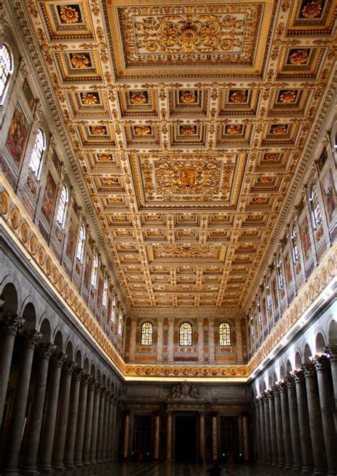 Interior Of Papal Cathedral Of Saint Paul Outside The Wall Rome Stock