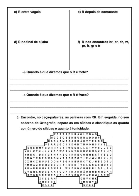 Atividades De Ortografia R Ou Rr S Escola