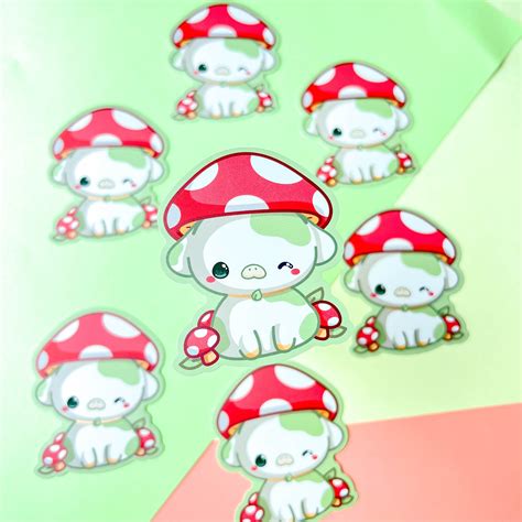 Mushroom Cow Sticker Poroful