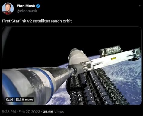 Musk Shares Stunning Shot Of SpaceX S First V2 Mini Starlink Satellite