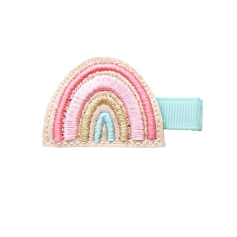 Barrette Cheveux Fille Arc En Ciel Rose Beige