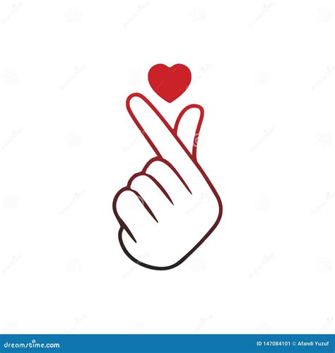 Korean Finger Heart `i Love You` Hangul Vector Illustration Korean Symbol Hand Heart A Message