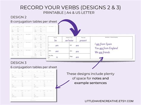 English Verb Practice Landscape Horizontal Verb Study And Practice Pack