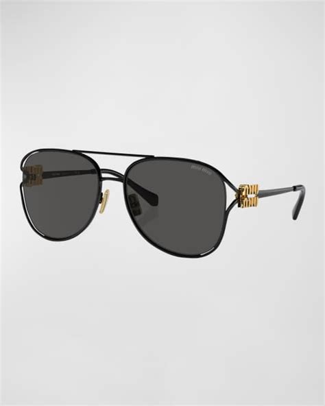 Miu Miu Metal Aviator Sunglasses Neiman Marcus