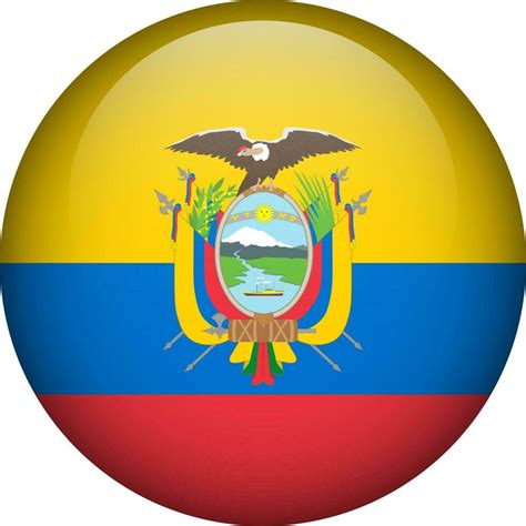 Ecuador flag button. Round flag of Ecuador. Vector flag, symbol. Colors ...