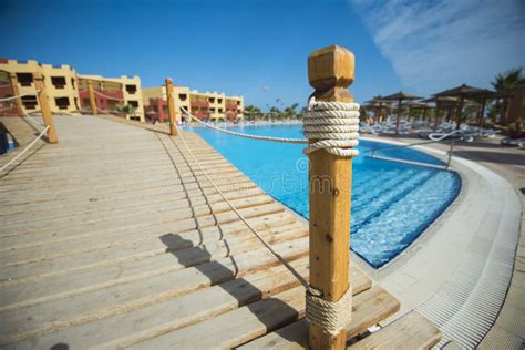 Bridge Over Swimming Pool at Tropical Hotel Resort Stock Image - Image ...