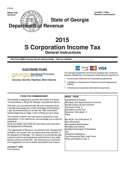 Form It 611s S Corporation Income Tax General Instructions 2015