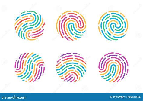 Set Of Colorful Fingerprints Isolated On A White Background Stock