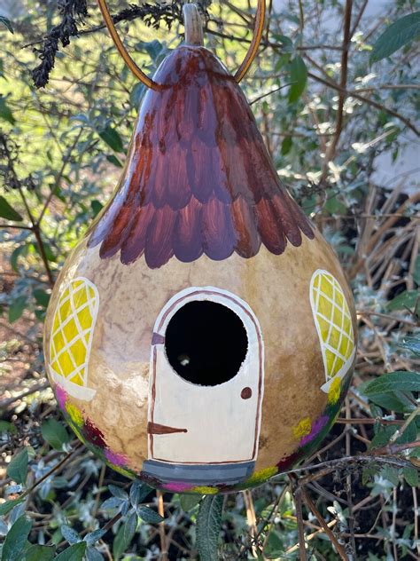 Hand Painted Gourd Birdhouses Spring Cottage Beautiful Etsy