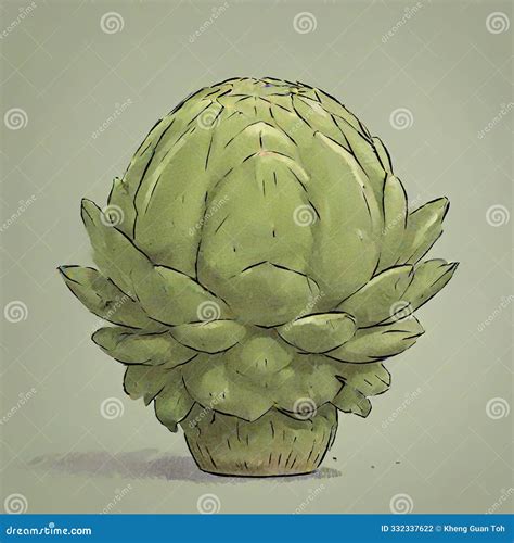 Artichoke Watercolor Illustration Sketch Drawing Style Clipart Stock Illustration Illustration