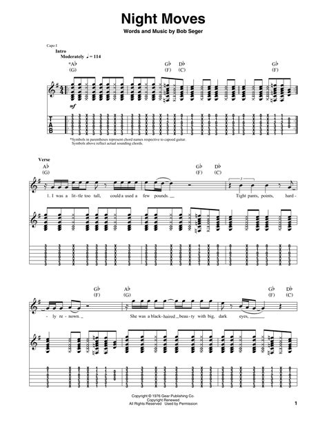 Night Moves by Bob Seger - Guitar Tab Play-Along - Guitar Instructor