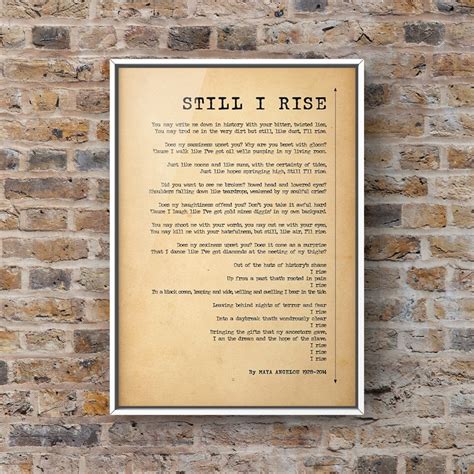 Still I Rise Poem By Maya Angelou Poster Print Inspirational Etsy